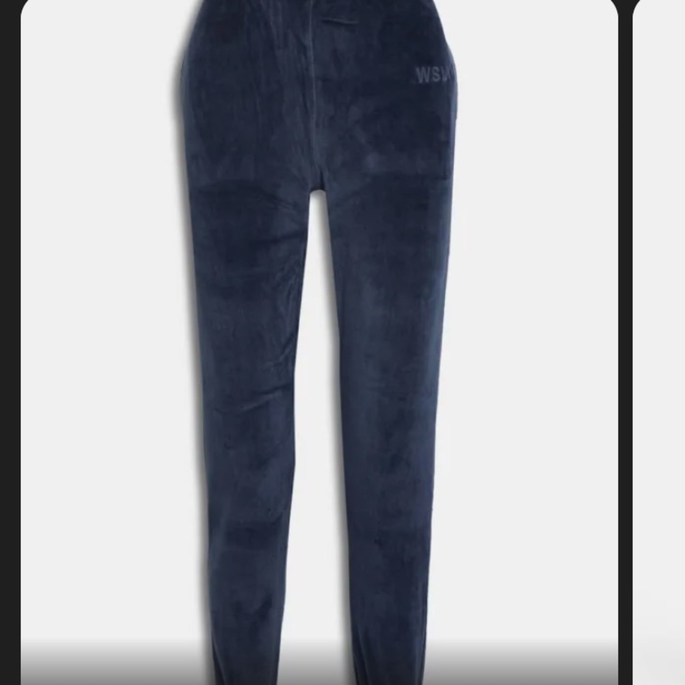 Navy velvet joggers
